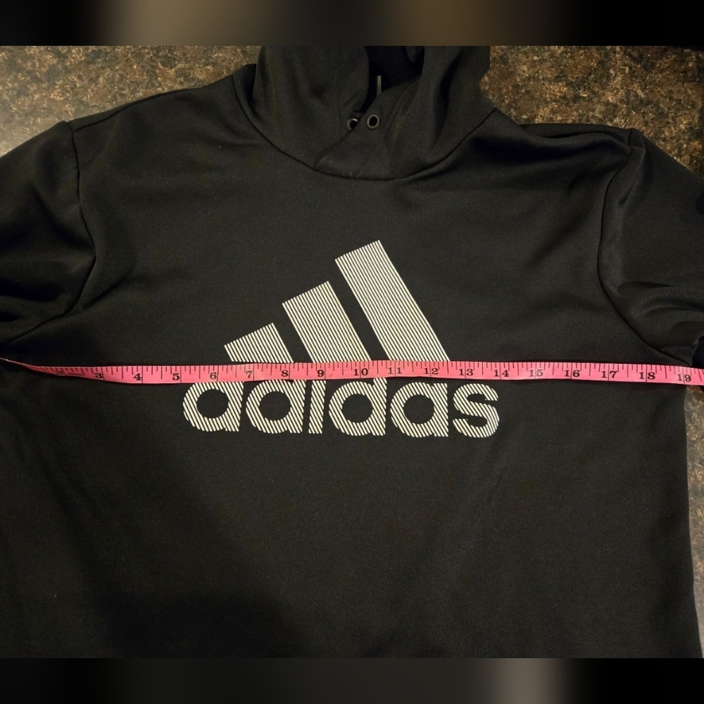 Adidas Womens Small Black Badge of Sport Fleece Pullover Hoodie Pocket - Picture 6 of 12